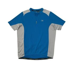 Nishiki Cycling Jersey Mens L Large Malibu Blue Grey 1/4 Zip Short Sleeve Riding